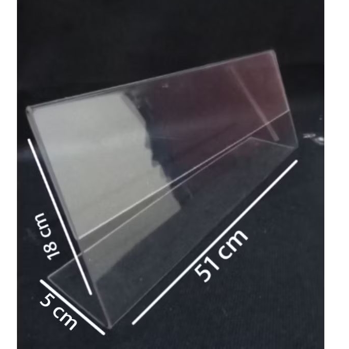 

akrilik papan nama uk 18 cm x 51cm model L landscape tebal 2 mm