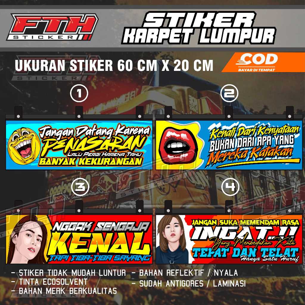 stiker karpet nyala stiker karpet ban truk stiker ebek truk nyala bisa cod