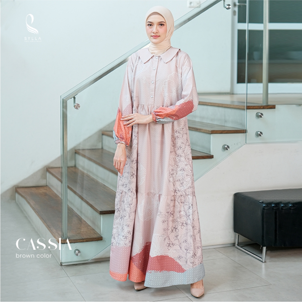 SYLLA - Cassia dress casual terbaru gamis printing- SYLLA