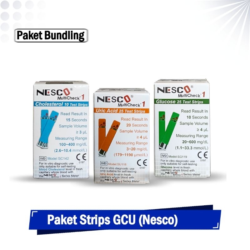 Strip Cek 3in1 Nesco Tes Stik Gula Darah Kolesterol Asam Urat MultiCheck