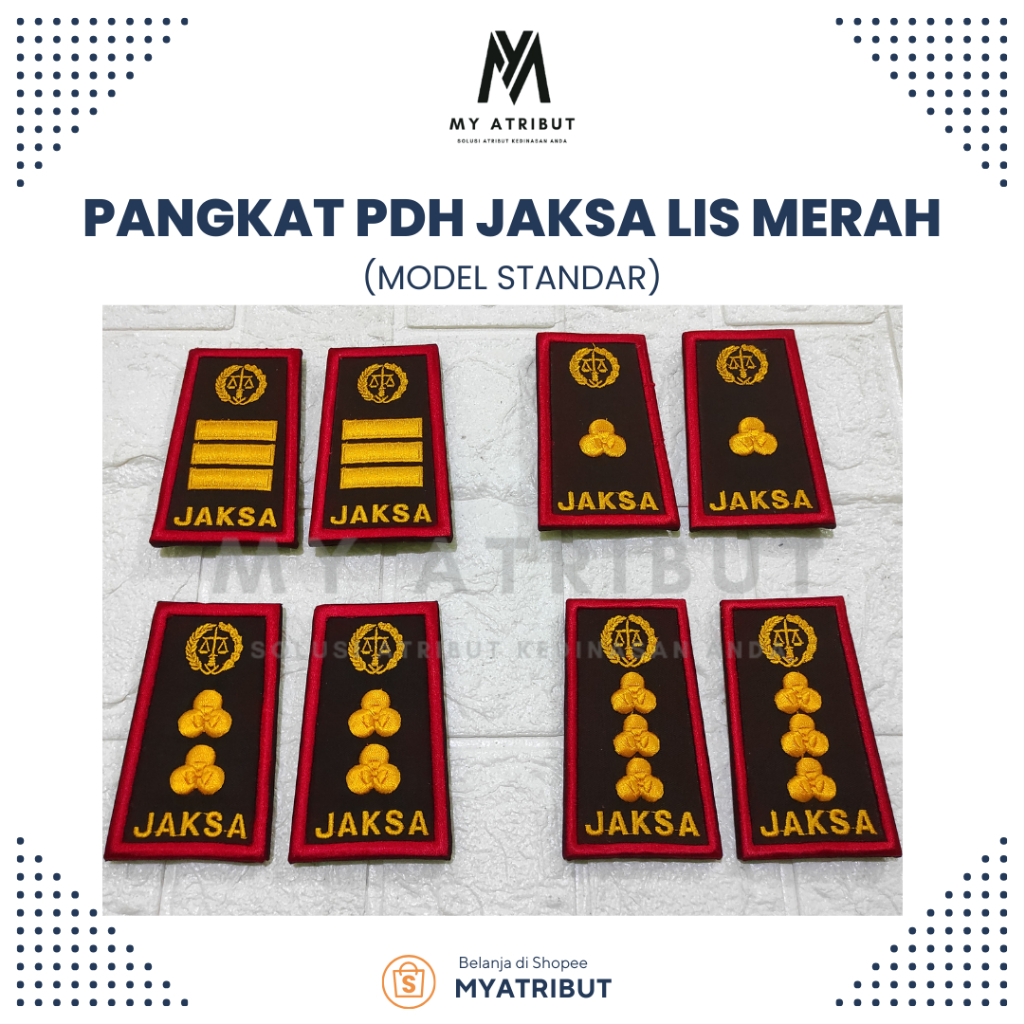 Pangkat PDH Jaksa Lis Merah Kacabjari, Kajari | Tanda pangkat Kejaksaan RI