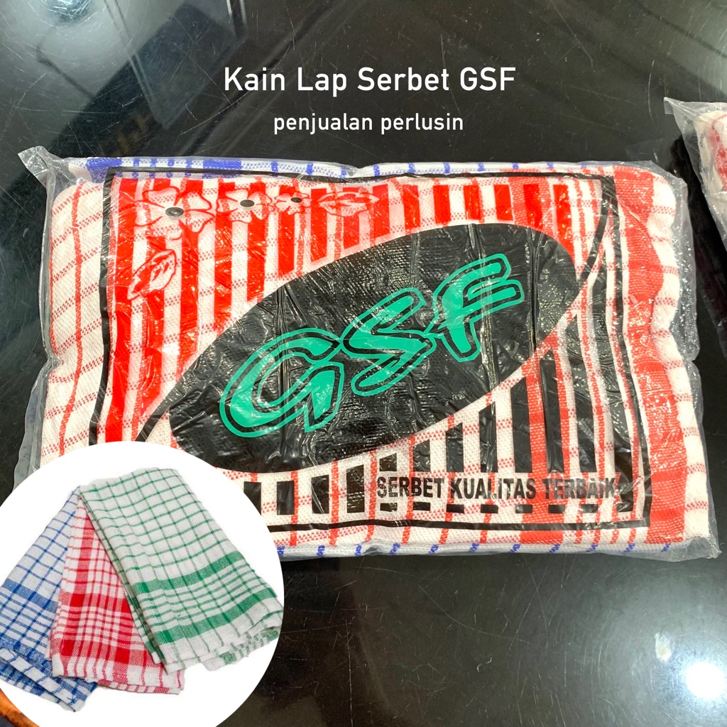 KAIN LAP DAPUR GSF SERBET SERBAGUNA / LAP KOTAK / SERBET DAPUR SERBAGUNA 1lusin 12 pcs