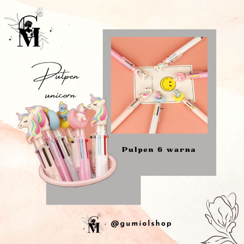 

pulpen unicorn, pulpen 6 warna, pulpen kece, alat tulis kantor