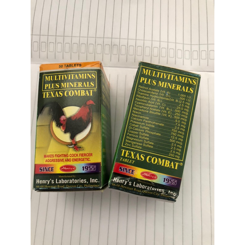 TEXAS COMBAT OBAT VITAMIN AYAM ADUAN Penambah Stamina agresif mental 10tablets