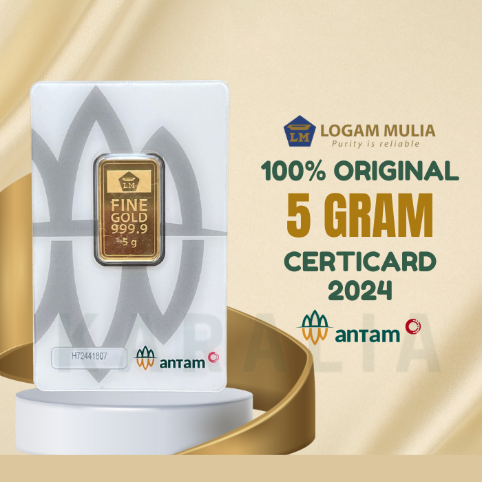 LOGAM MULIA EMAS ANTAM 5 GRAM LM ANTAM TERBARU CERTIEYE CERTICARD 2024