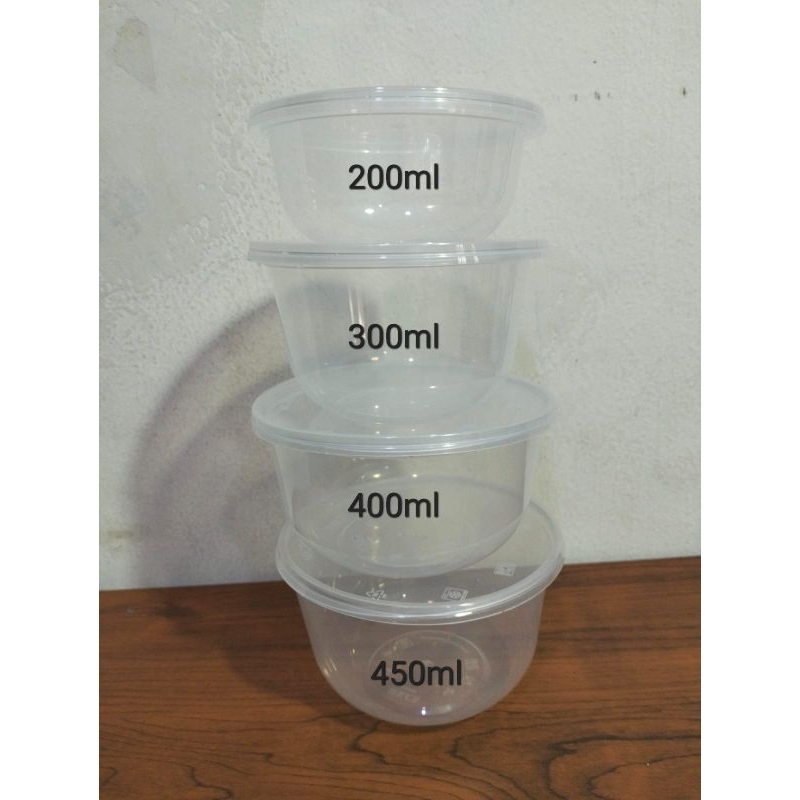 Thinwall Bulat 200ml 300ml 400ml 450ml / KCS Mangkok Plastik Cup Tempat Makanan / Mangkok Bulat Plas