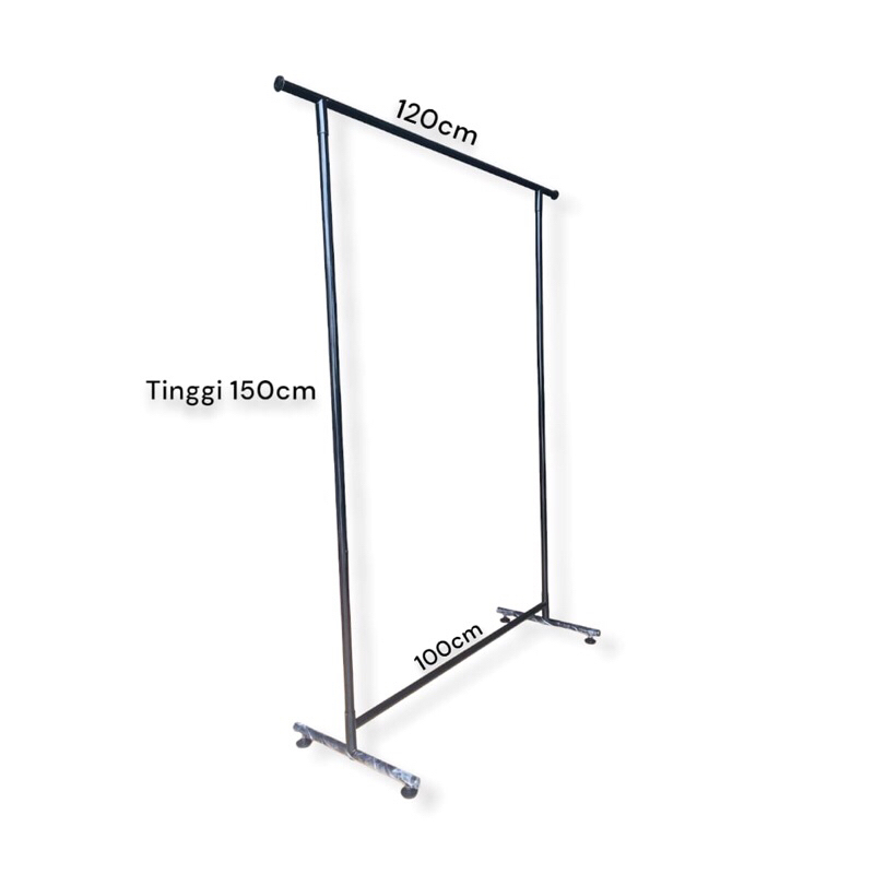 Gantungan / gawang baju tinggi 150cm hitam, putih, gold