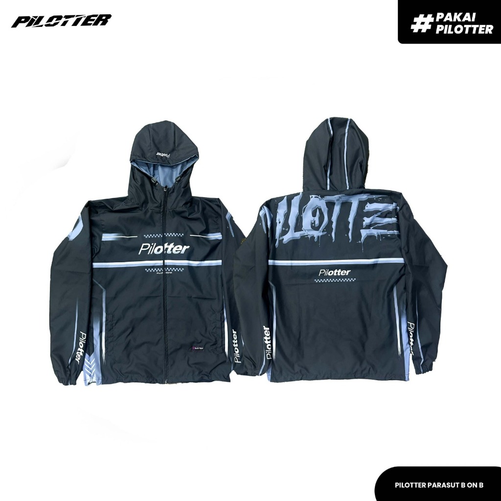 JAKET PARASUT PILOTTER BLACK ON BLACK ORIGINAL FREE STIKER