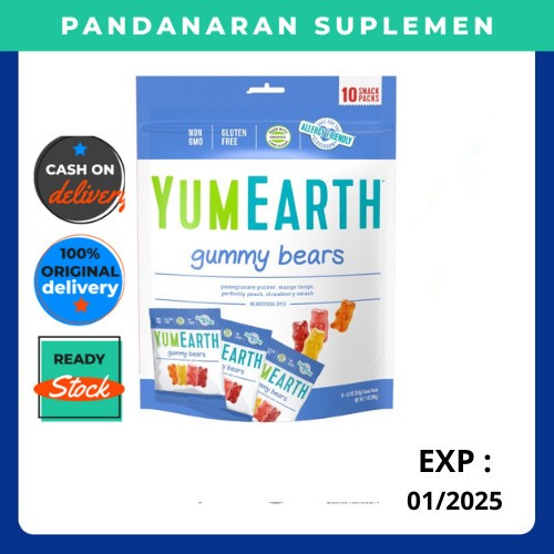 

Permen Anak Bebas Gula YumEarth Gummy Bears Snacks 10 Packs 176 gram
