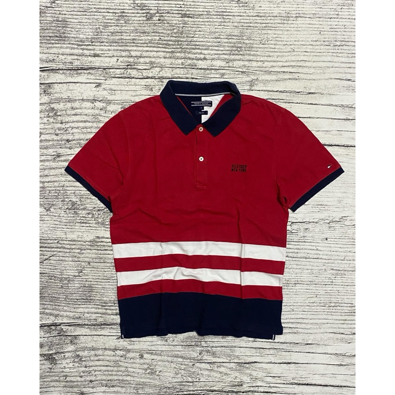 Kaos kerah poloshirt polo Tommy Hilfiger Casual merah 3 warna second