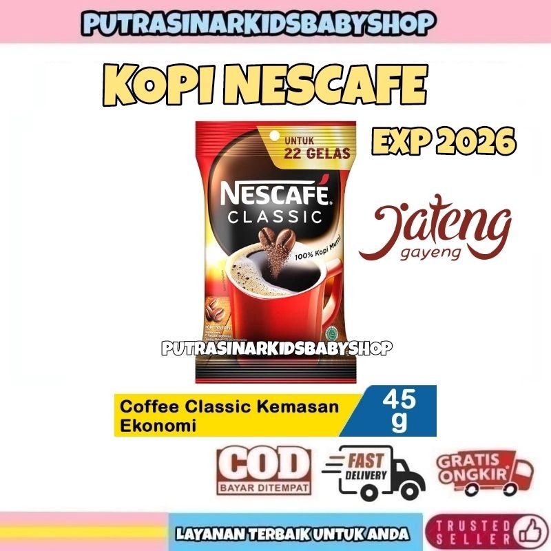 

NESCAFE CLASSIC 45G KOPI HITAM 45 G GRAM COFFEE MURNI