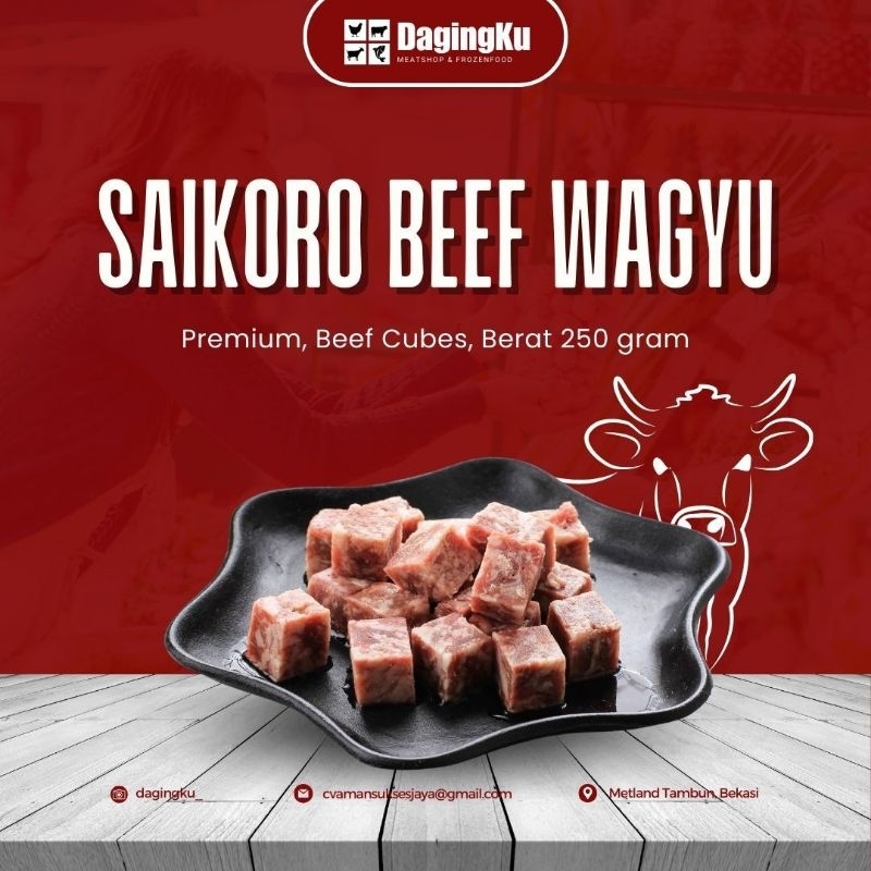 

Saikoro Premium 250Grm/Wagyu Saikoro Meltique 250Grm/Beef Cubes 250Grm/Daging Sapi Kotak