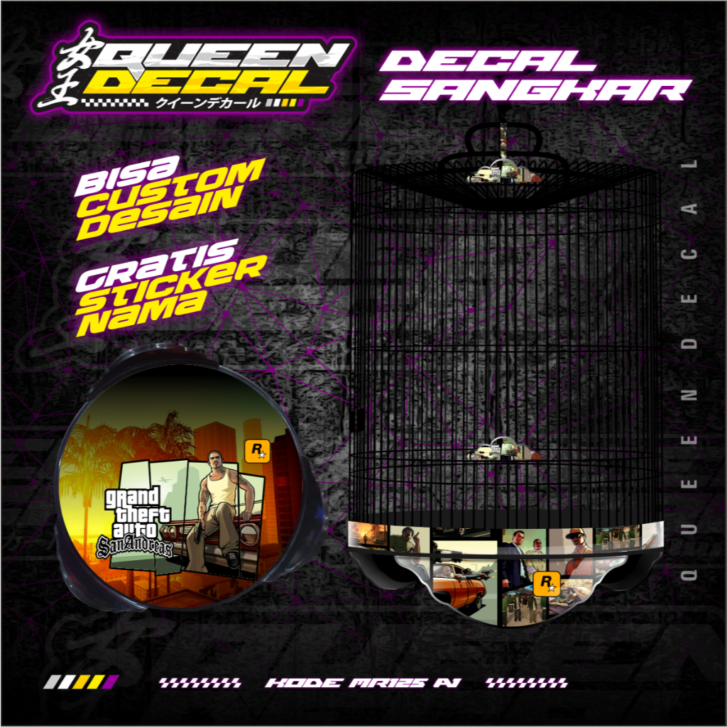 Decal Sangkar Burung Murai Bulat Custom - Aksesoris Tebok Murai Kandang Burung - MR