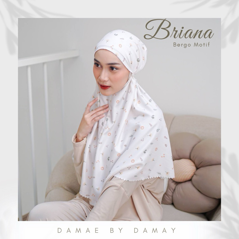 damaebydamay briana bergo motif lasercut/hijab bergo motif/jilbab bergo motif/ bergo warna hitam/ber