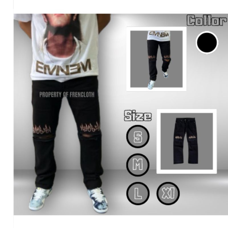 Celana Jeans Sobek Lutut Pria Celana Jeans Sobek Lutut Tembus