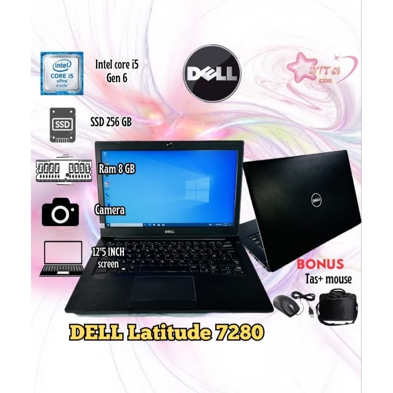 LAPTOP DELL LATITUDE 7280 CORE i5 GEN 6 RAM 8GB SSD 256GB LAYAR 12'5 INCH