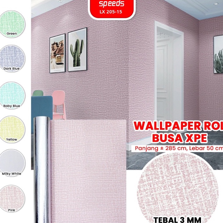 Terjangkau SPEEDS Wallpaper Dinding Foam Roll Motif Kain Linen Wallpaper Stiker Dinding Kamar Tidur 