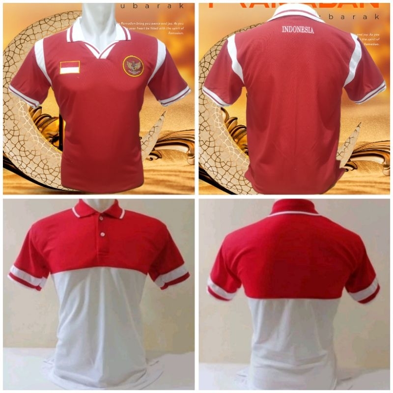 kaos kerah merah putih indonesia / kaos indonesia merah putih