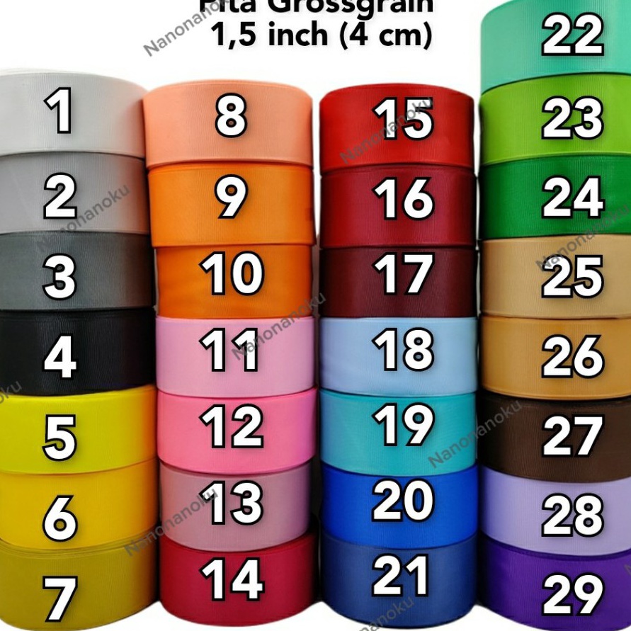 

HJ6 Pita Grossgrain Salur 15 inch 4 cm Gross Grain Per RolGulung Hampers Souvenir Kado