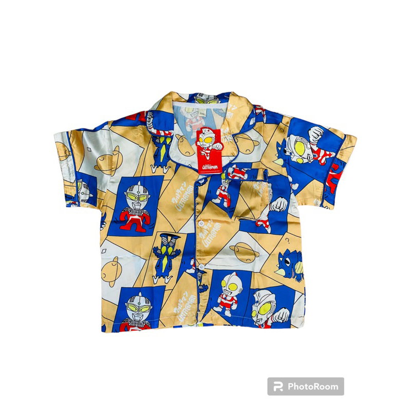 SETELAN 3 in 1 Piyama Ultraman bahan satin 3-4 tahun