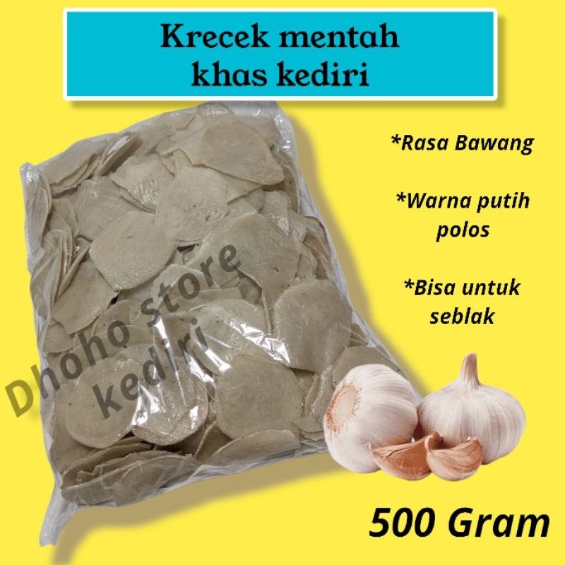 

500Gram Krecek mentah Krupuk bawang upil krupuk goreng pasir mentah krecek rasa bawang goreng minyak bisa ditambah sambal pecel warna putih polos