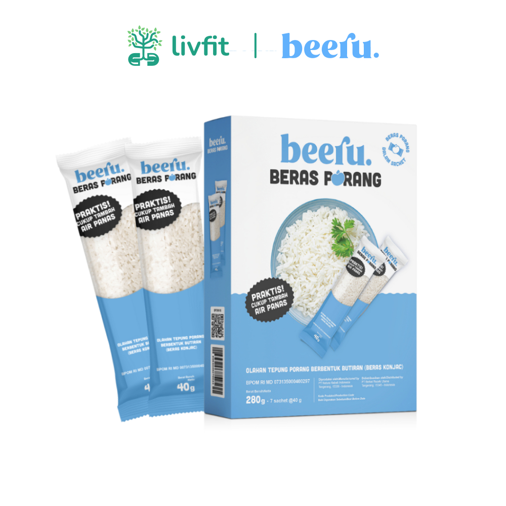 

Beeru Beras Porang Box 280gr 7 Sachet 40gr - Shirataki Konjac Rice