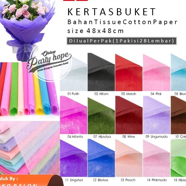 

berkualitas isi 28 Kertas Tisu Buket Bunga Tissue Cotton Paper Wrapping Flower bouquet paper