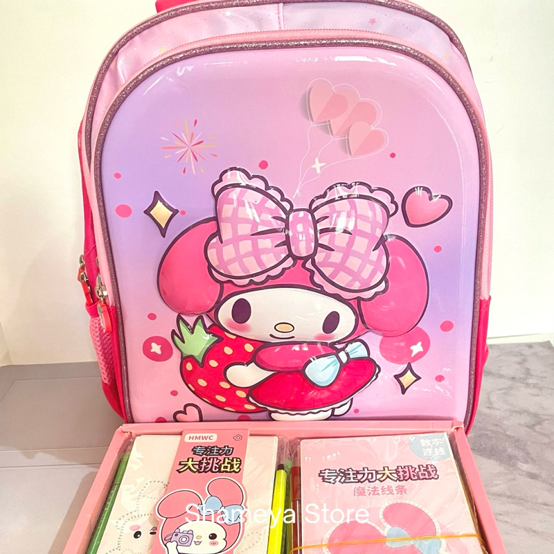 PROMO STOCK TERBATAS  TAS ANAK SD PREMIUM KARAKTER SANRIO FREE BUKU MEWARNAI+ SPIDOL