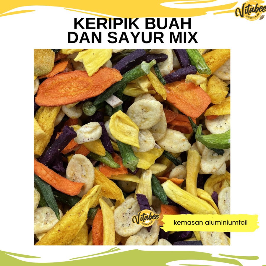 

2 IN 1 Keripik Buah dan Sayur Mix Campur Vitabee OlehOleh Khas Kota Malang Garansi Renyah BISA COD