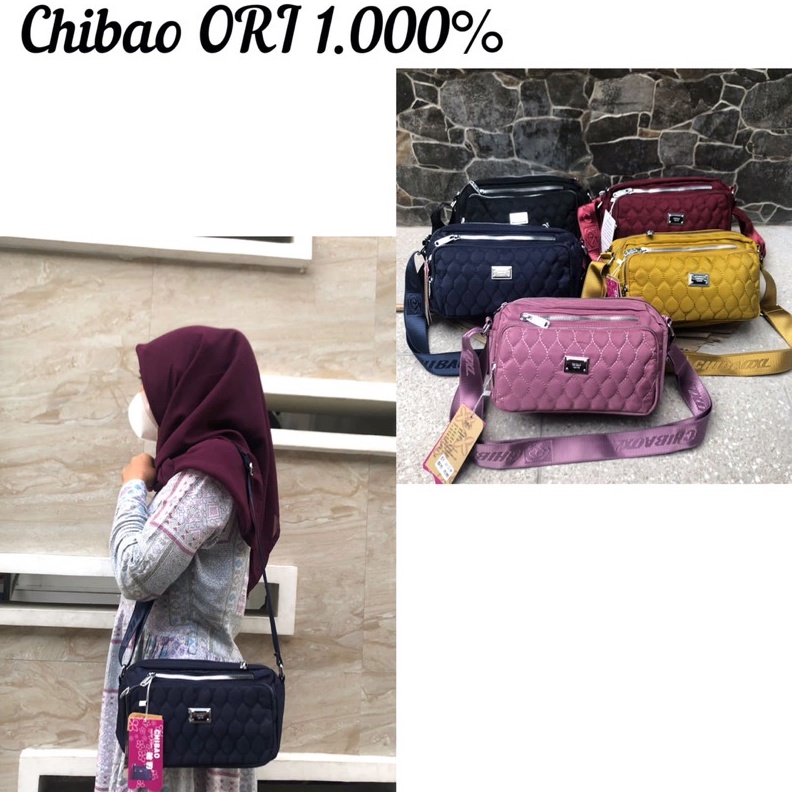 BRAND Tas selempang Chibao 363 kanvas bordir berlogo