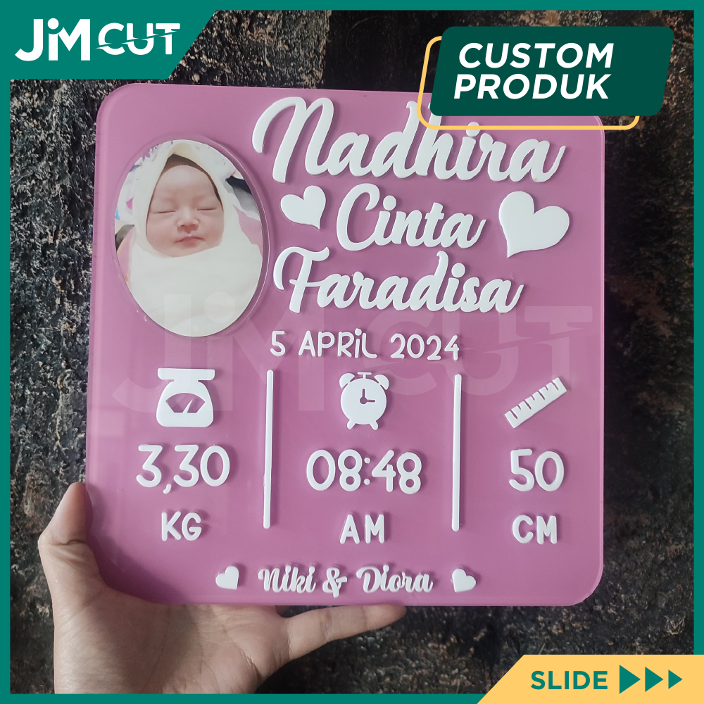 HOSPITAL BOARD AKRILIK CUSTOM / PAPAN NAMA BAYI AKRILIK NEW BORN / FOTO BAYI CUSTOM AKRILIK - JIMCUT