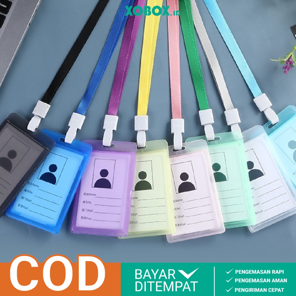 

PRODUK AWAL TAHUN Name Tag ID Card Holder Transparant Simple Gantungan Kartu 2 Sisi HM28 XOBOX