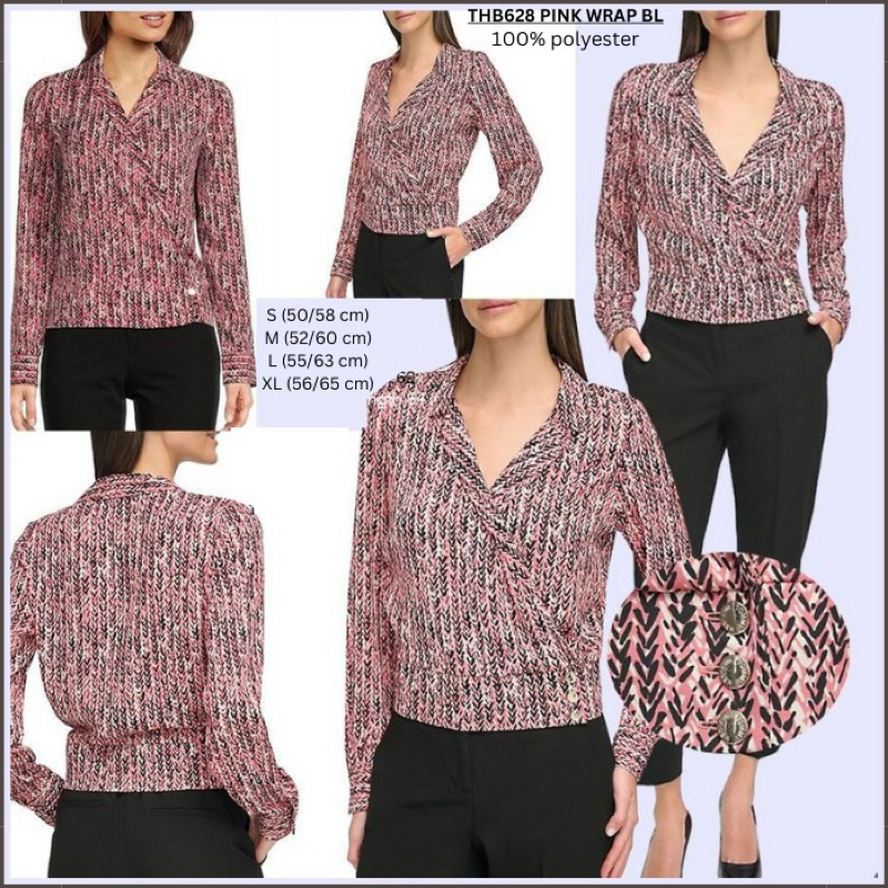 Blouse Wanita Lengan Panjang Murah 628 Pink Wrap Bl