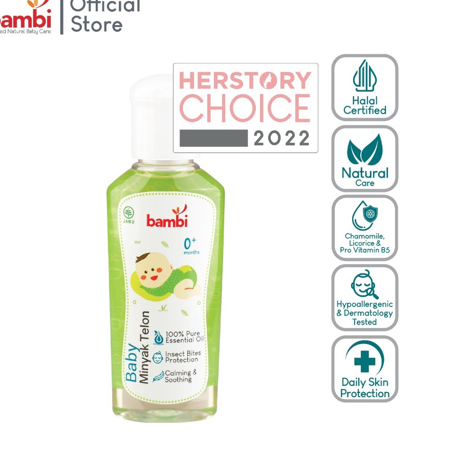 

KF7 Bambi Baby Minyak Telon 6ml Minyak Telon kulit Normal Sensitif Menghangatkan Tubuh Meredakan gejala kembung pada anak