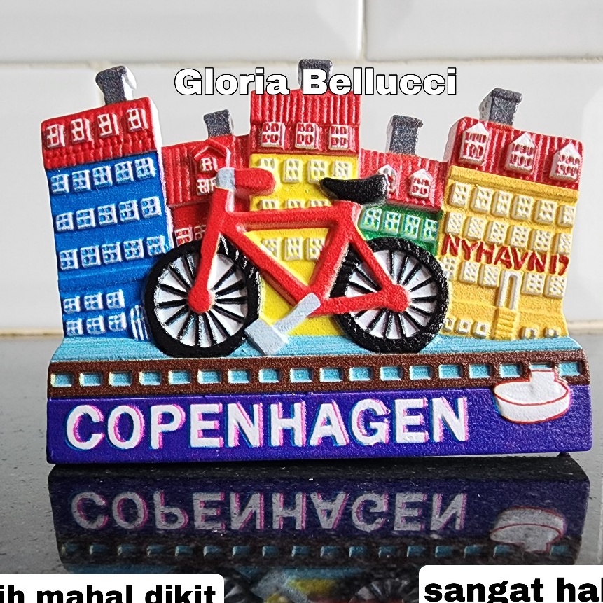 Premium tempelan kulkas magnet copenhagen souvenir oleh oleh negara denmark eropa