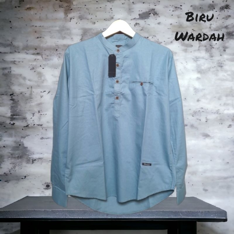 NEW Kemeja Koko Warna wardah / kemko pria polos warna biru wardah