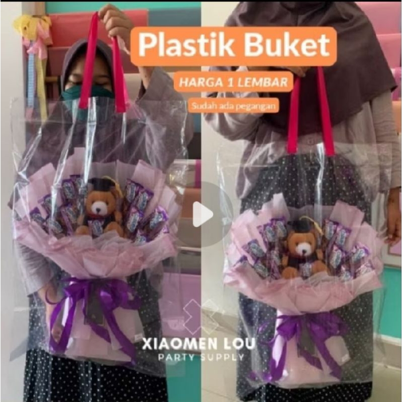 

PLASTIK BUKET TRANSPARAN/PLASTIK PP TEBAL 05/BUKET WISUDA