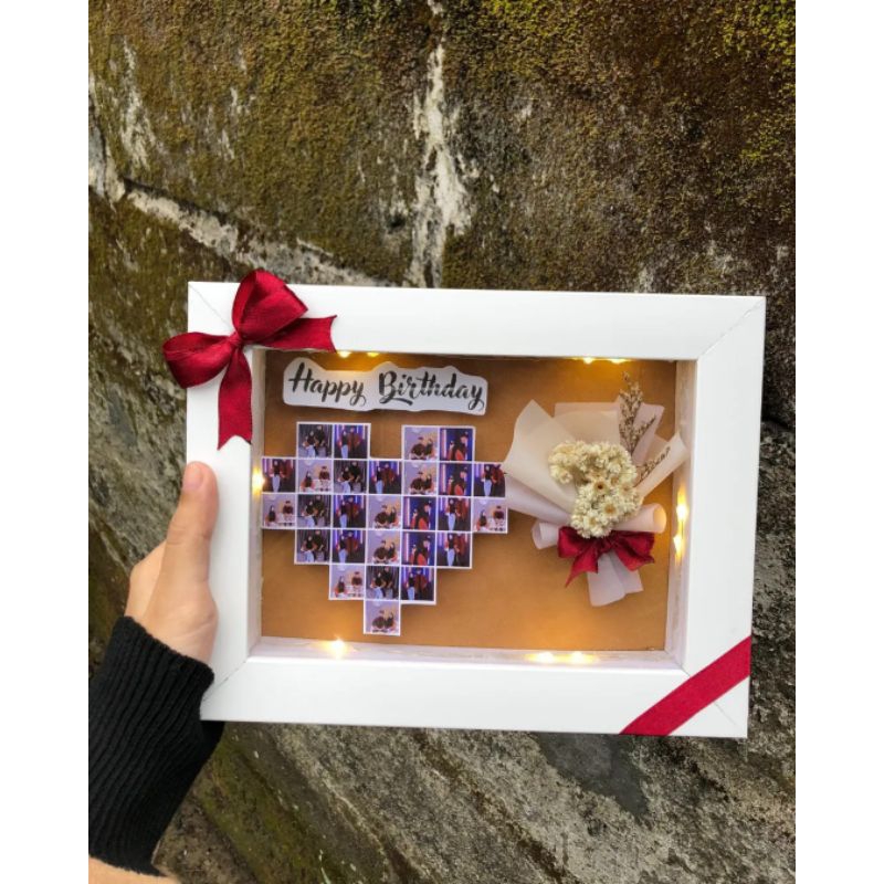 Kado ulang tahun cewek cowok hadiah wisuda bingkai foto flower 3D