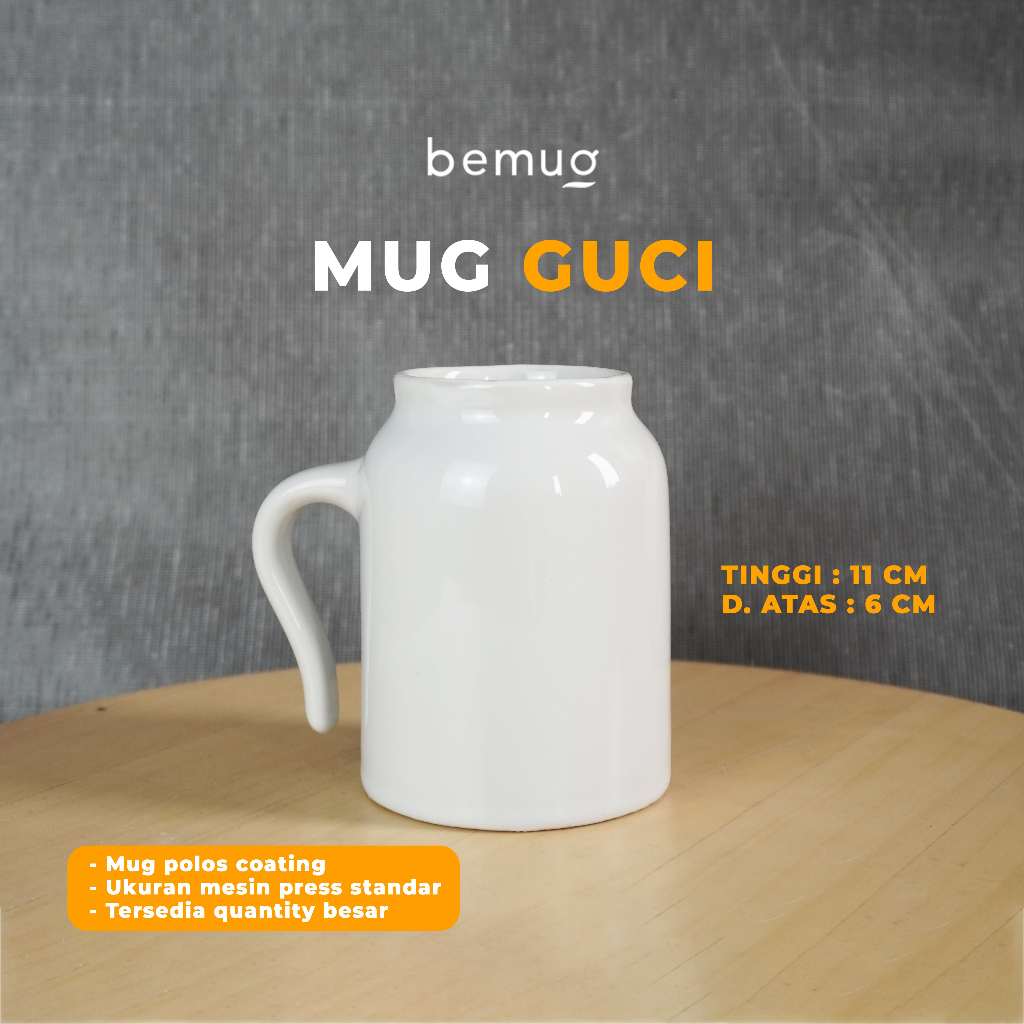 Mug Guci Polos Coating Sublim Press Digital | Mug Guci Putih Polos Coating