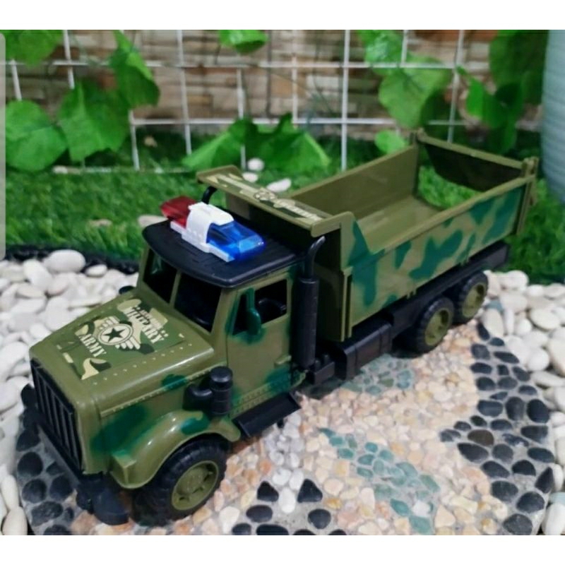 Mainan truk dump army anak laki laki - miniatur dump truk militer