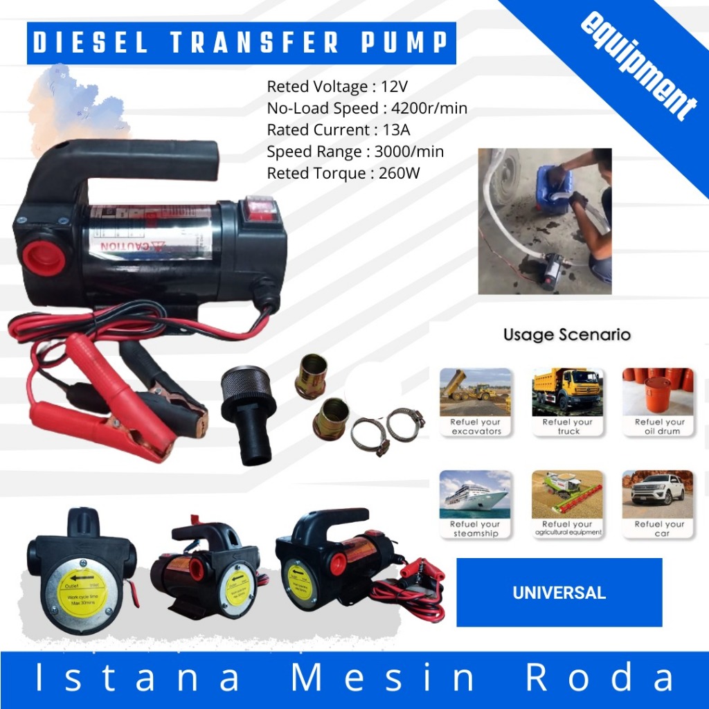 Elektrik Diesel Transfer Pump Solar Oil Pump/Pompa Minyak DC 12Volt