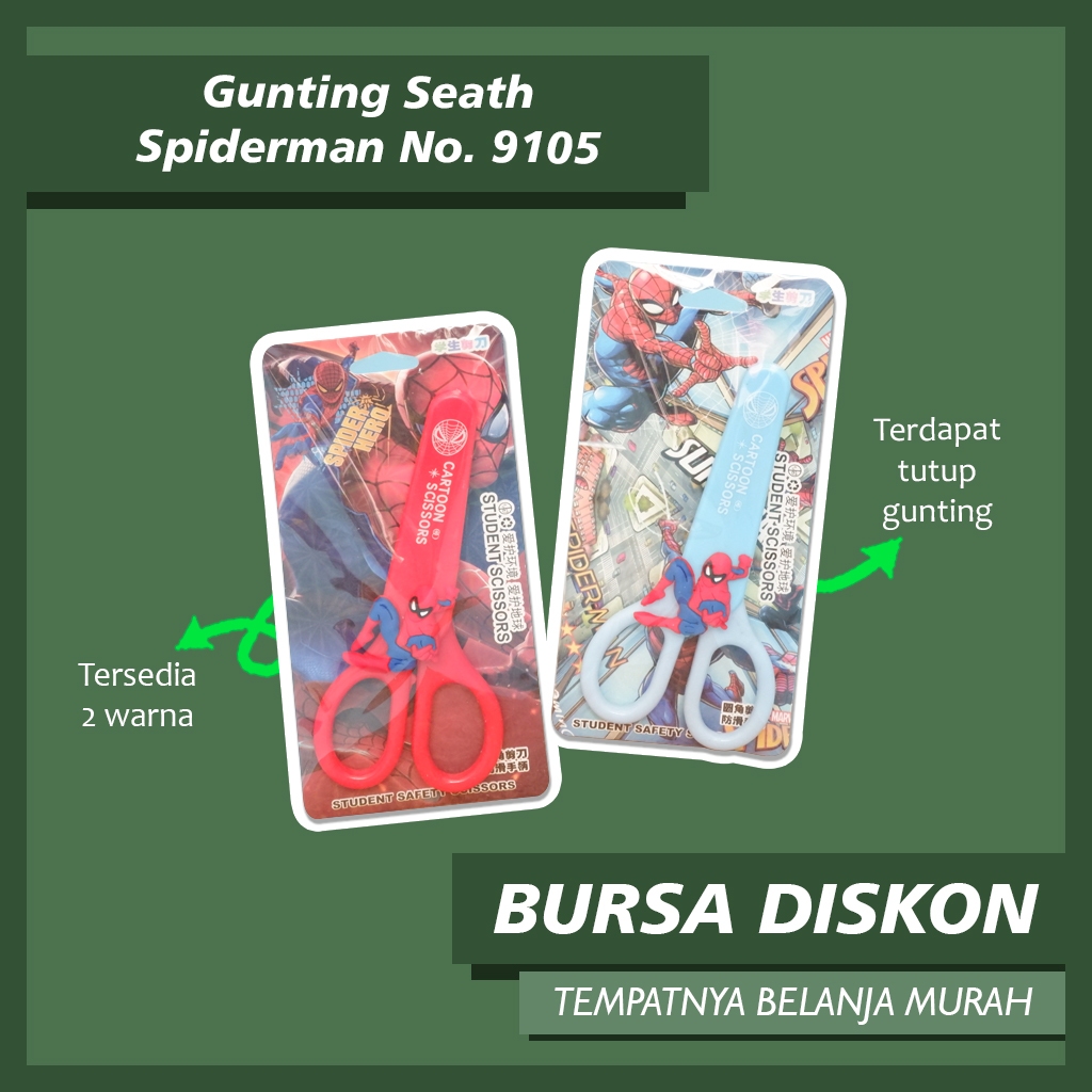 

Gunting Seath Spiderman aman dengan tutup Safety Scissors Gunting anak Unik Gunting Anak Gunting Karakter Lucu Plastik