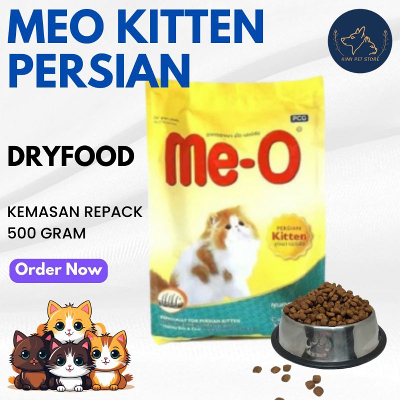 Meo kitten persian kemasan repack 500 gram/ me-o kitten/ makanan kucing kecil/ dryfood/ makanan kuci