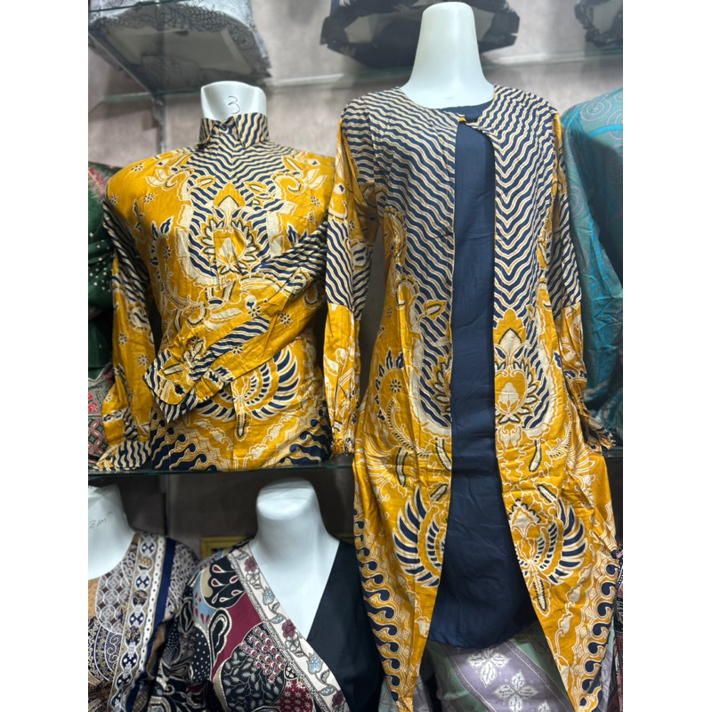 batik bleser rompi kuning biru