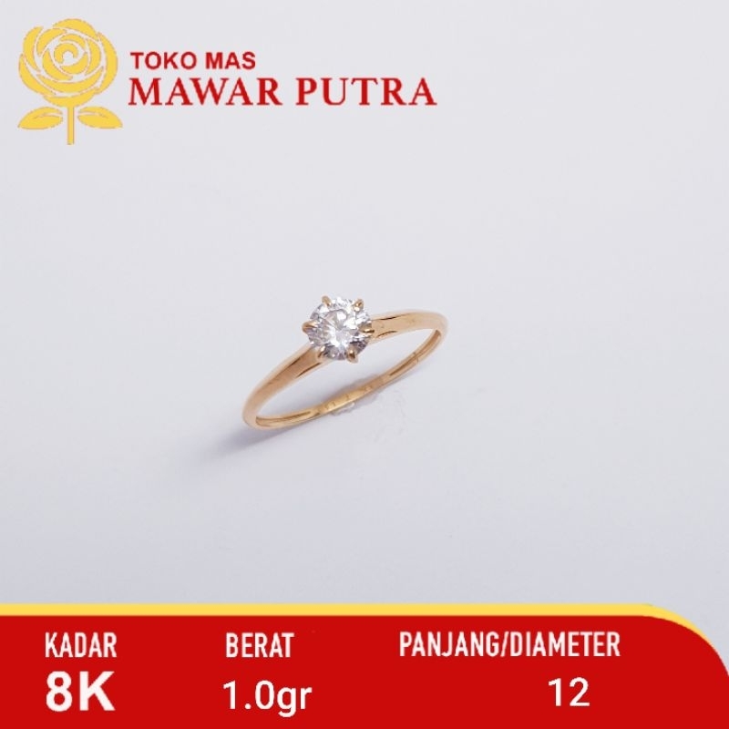 Cincin Solitaire Emas 375 8K