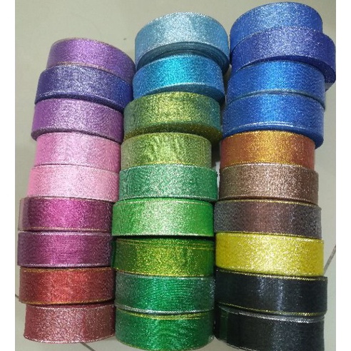 

Terbatas Pita Metalik Pita Glitter 1inc 25mm 2yards Hargaroll