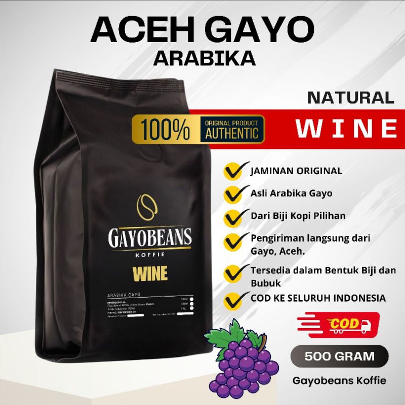 

KOPI GAYO WINE 30 HARI PERMENTASI ARABIKA GAYO ACEH GAYOBEANS KOFFIE WINE 500gr
