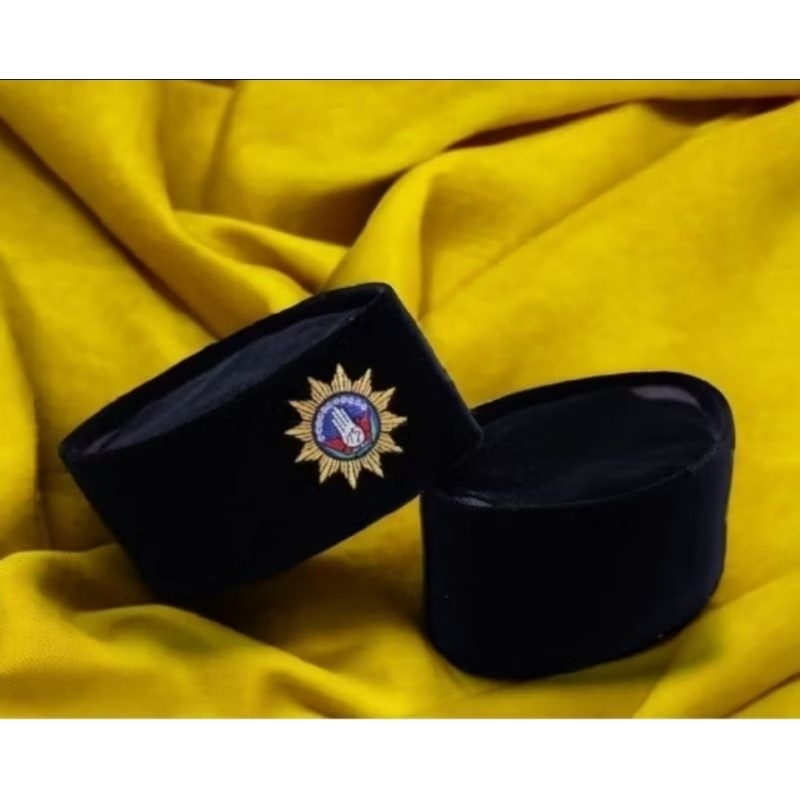 Peci songkok hitam Logo bordir Tapak Suci merk UMMA exclusive bahan bludru Falcon tinggi 8, 9 dan 10