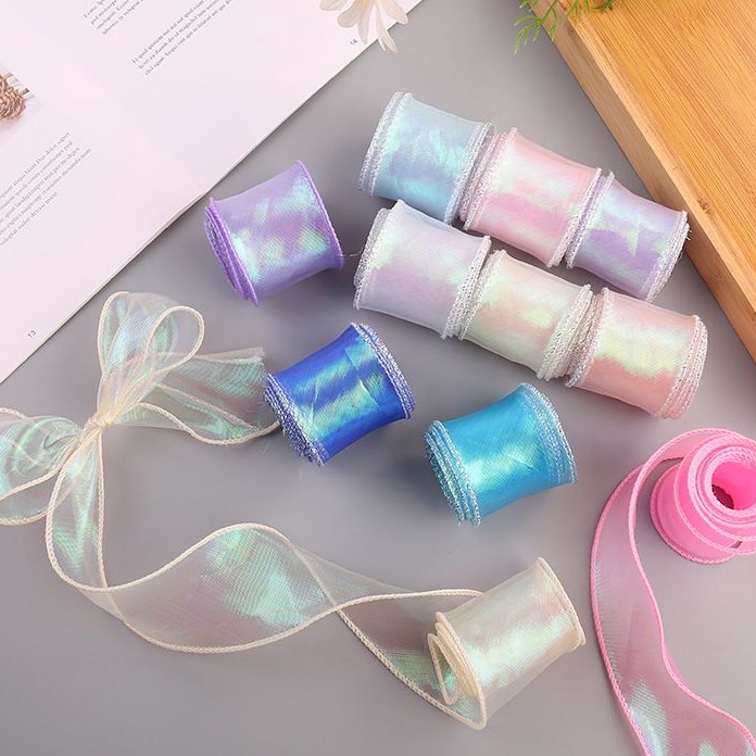 

KP8 1 ROLL 1 Yard Pita Hologram Fishtail Ribbon Pita Dekorasi PITA BOUQUET Ribbon fish tail