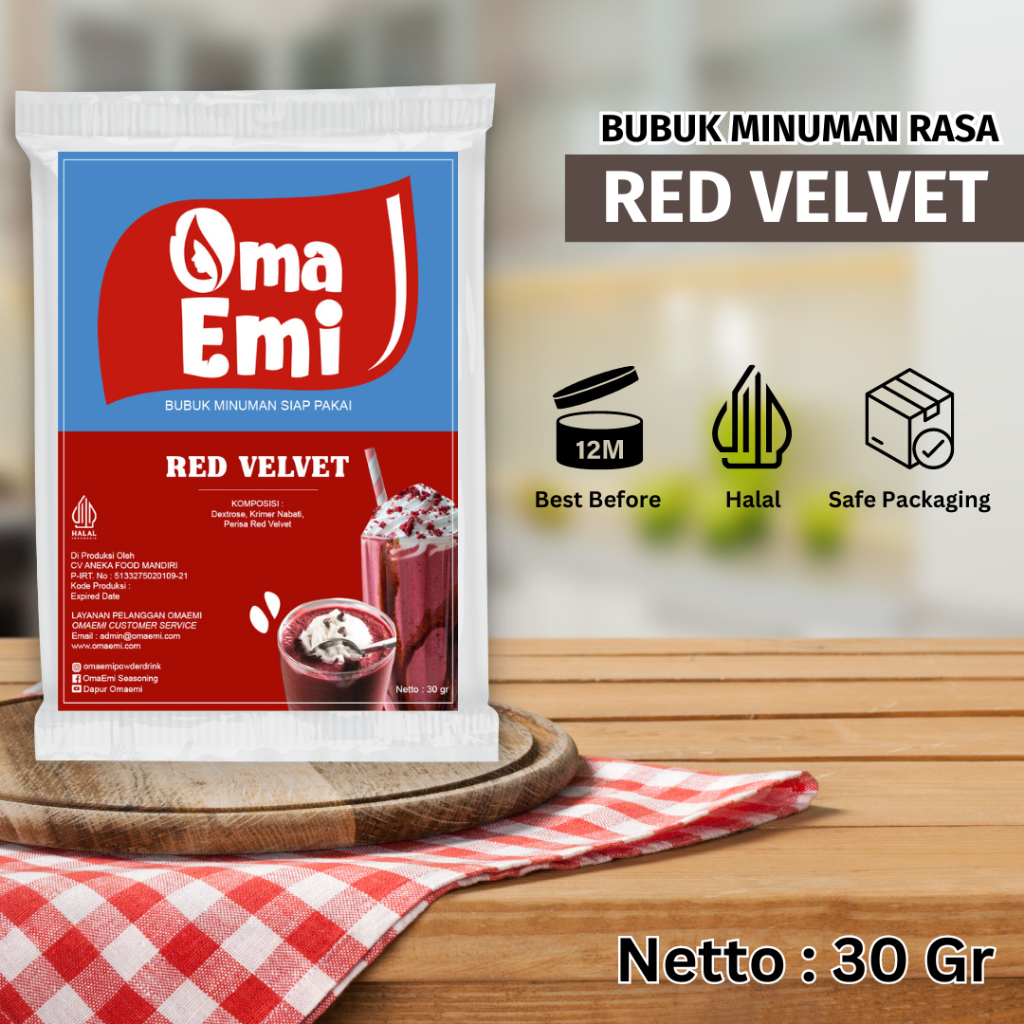 

BUBUK MINUMAN PREMIUM RASA RED VELVET 30 GR | BPOM & HALAL